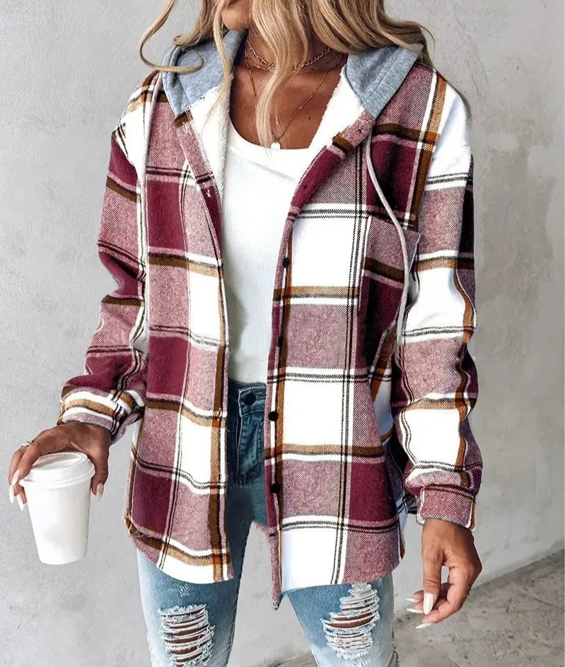 Real Plaid Hooded Coat for Women | Brielle