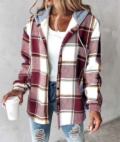 Real Plaid Hooded Coat for Women | Brielle