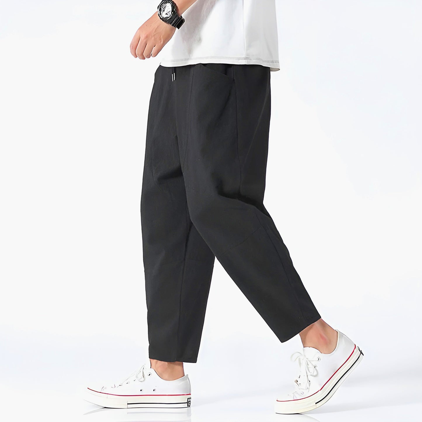 Houndstooth Cropped Drawstring Trousers for Men | Ardent