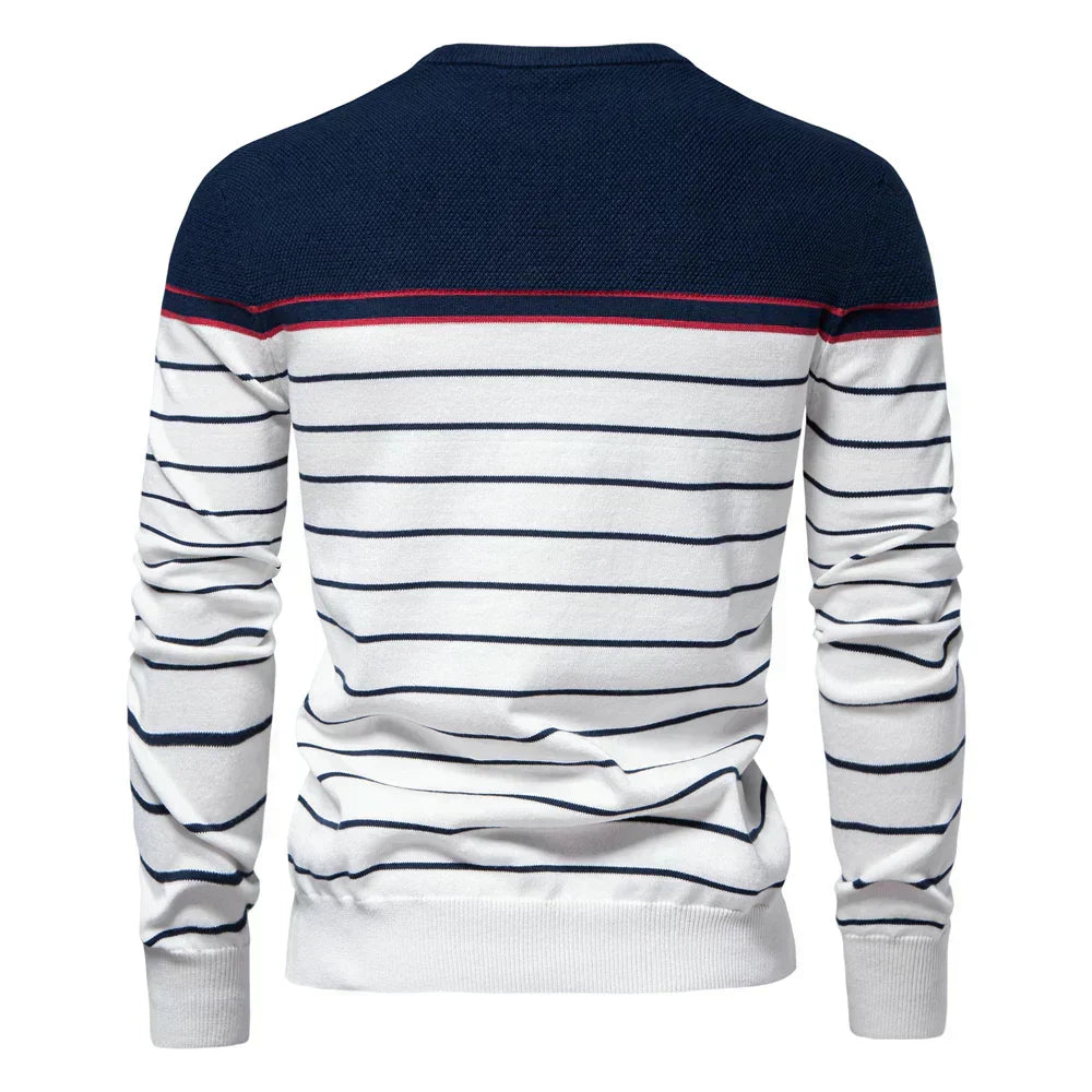 Adventurous Striped Crew Neck Sweater For Men | Almeric