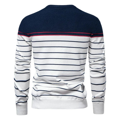 Adventurous Striped Crew Neck Sweater For Men | Almeric
