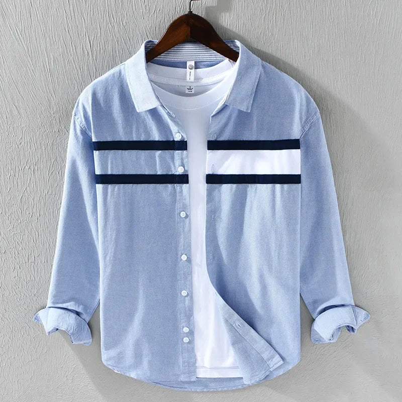 Dawn Contrast Panel Stripe Shirt For Men | Nathan