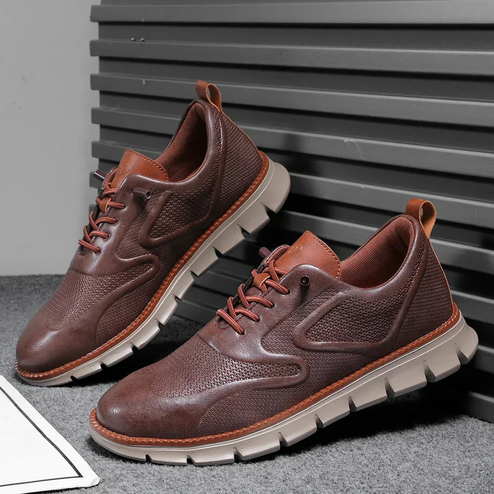 Champagne Structured Lace Up Sneakers for Men | Grant