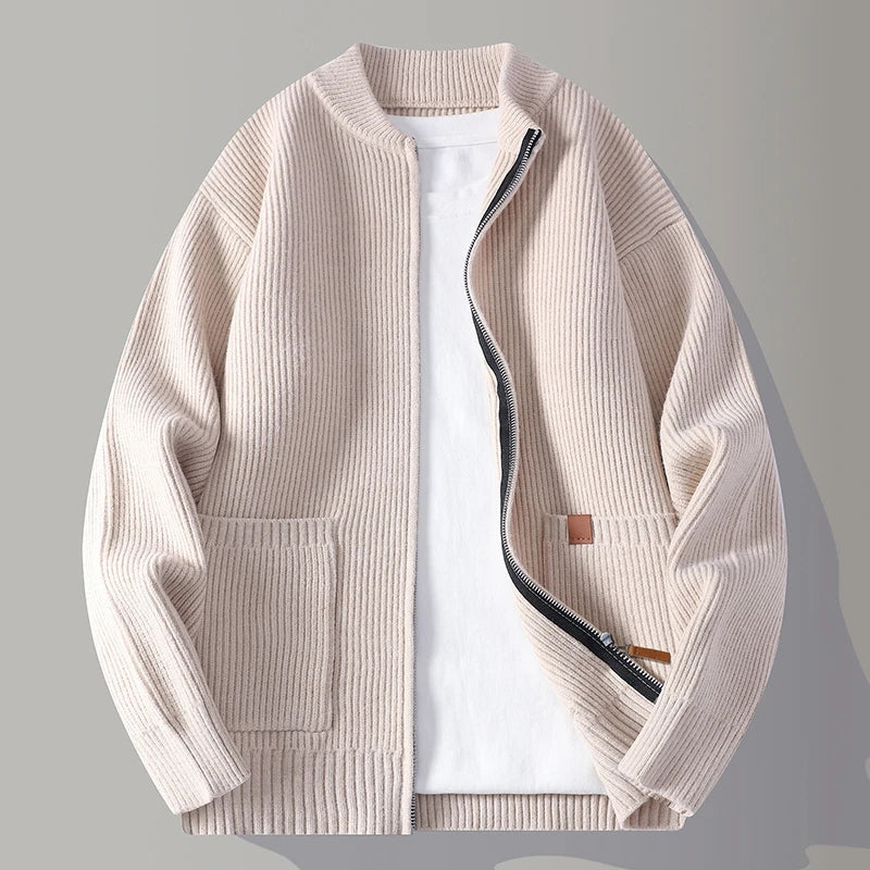 Inviting Textured Zip Front Jacket For Men | Alveron