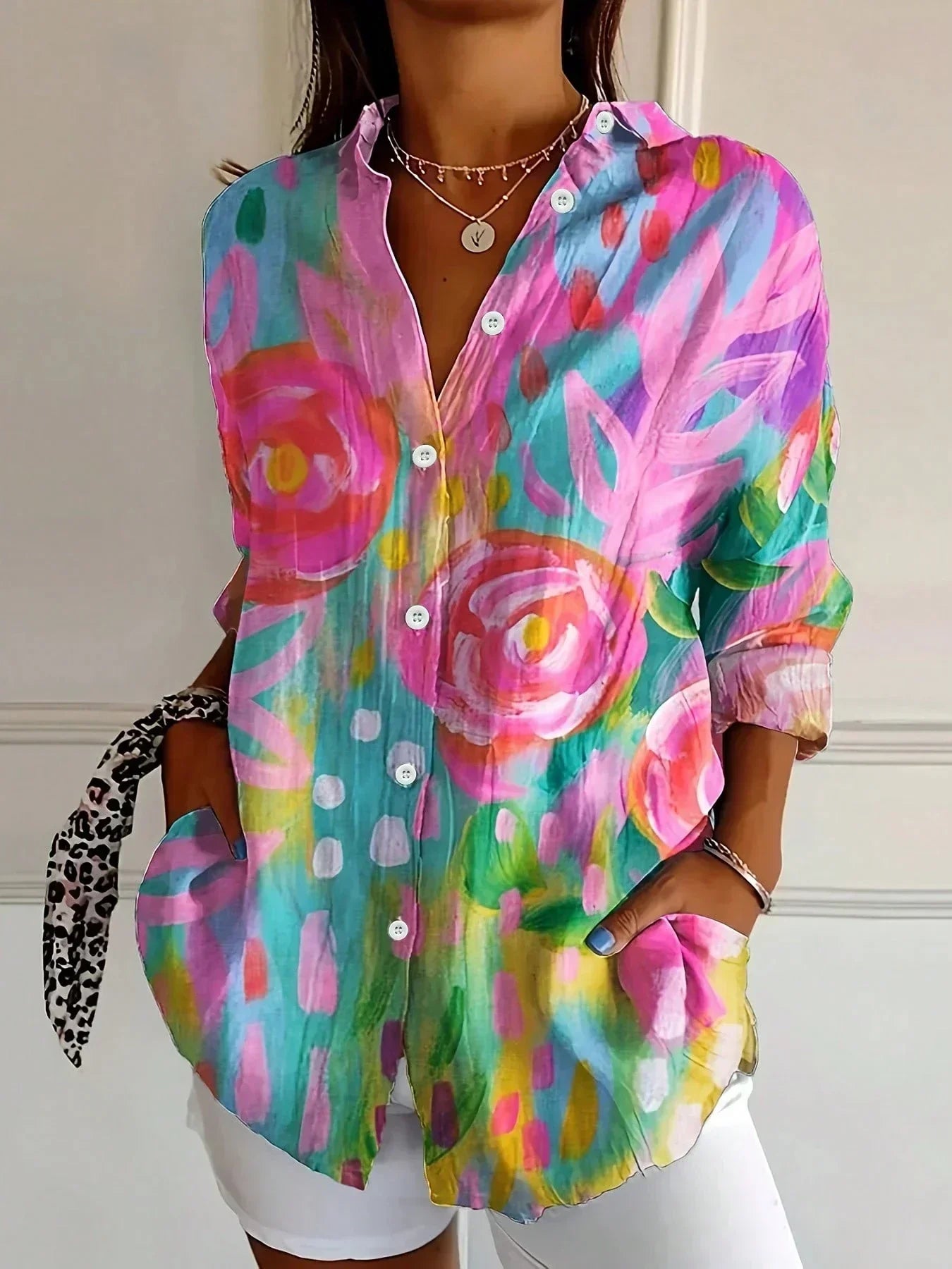 Quilted Colourful Pattern Blouse For Women | Mireya