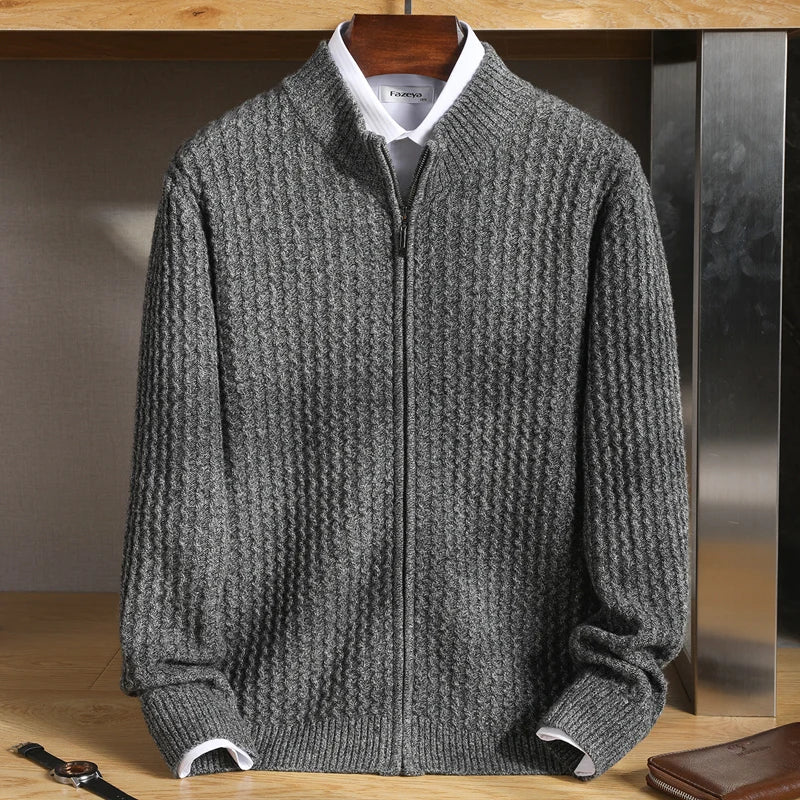 Sunrise Textured Zip Front Sweater For Men | Bennett