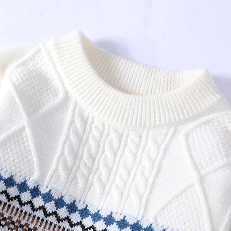 Onyx Nordic Pattern Crew Neck Sweater for Men | Soren