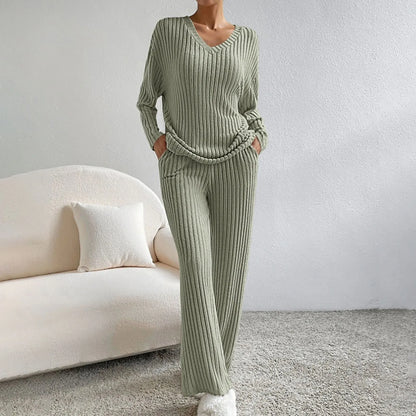 Relaxed Relaxed Ribbed Two Piece Lounge Set For Women | Mireva