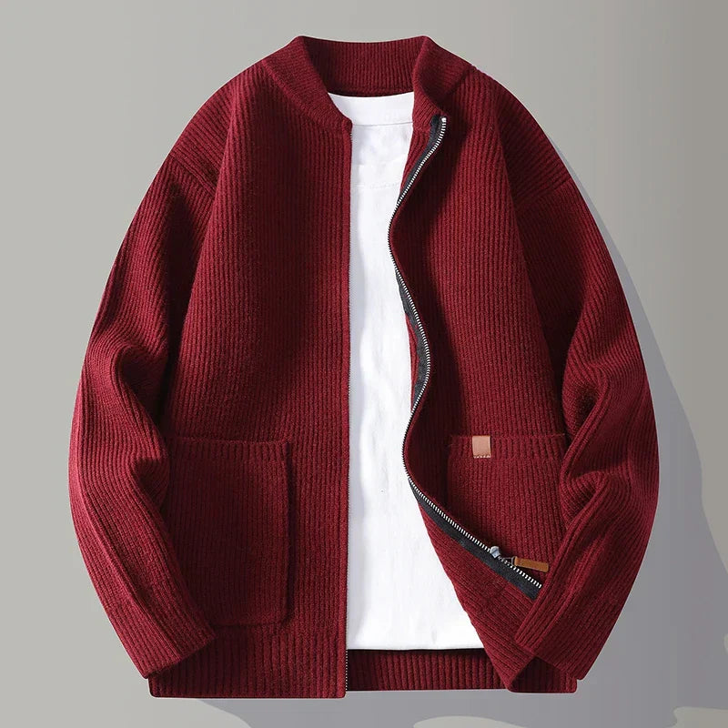 Inviting Textured Zip Front Jacket For Men | Alveron