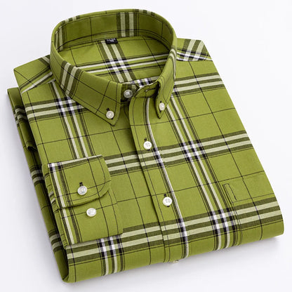 Lustrous Classic Check Button Down Shirt For Men | Cedric