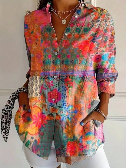Quilted Colourful Pattern Blouse For Women | Mireya