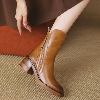 Herringbone Block Heel Ankle Boots for Women | Mirella