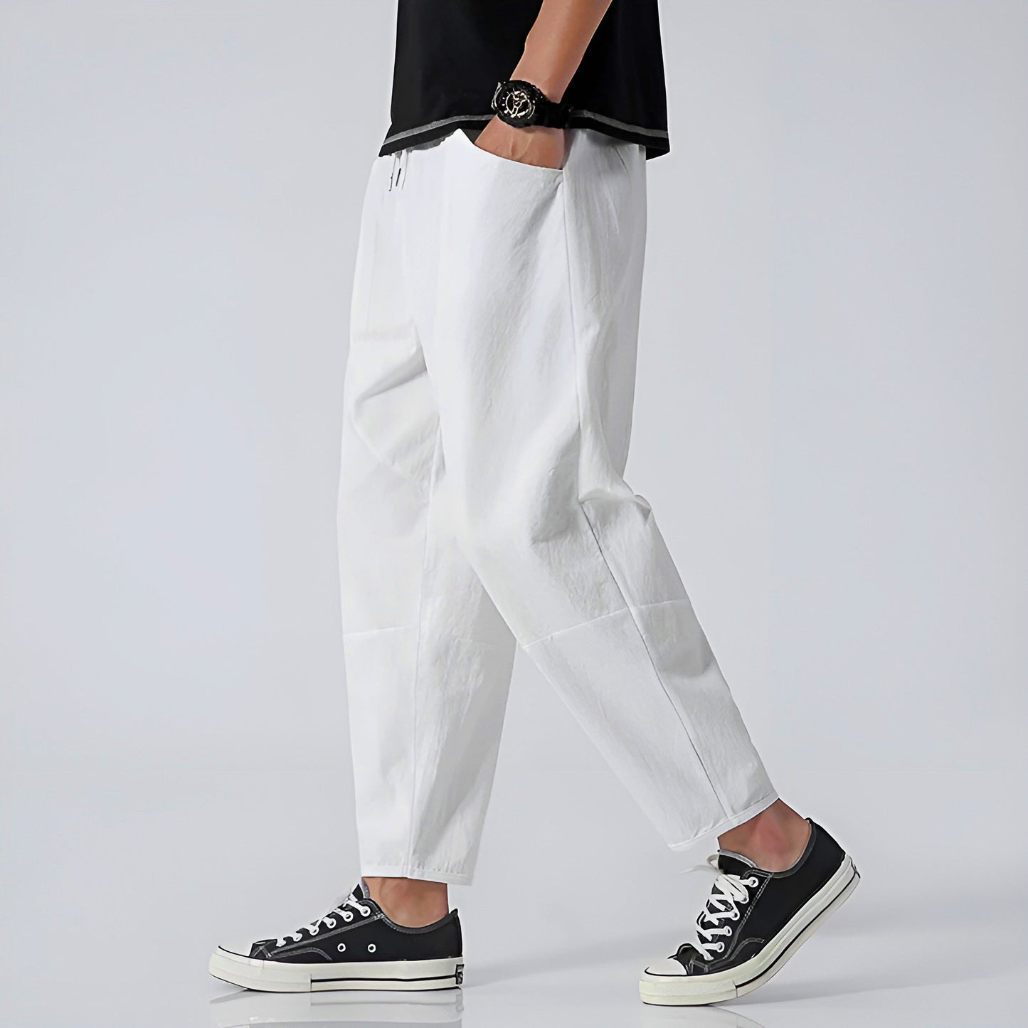 Houndstooth Cropped Drawstring Trousers for Men | Ardent