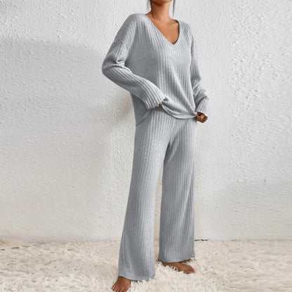 Relaxed Relaxed Ribbed Two Piece Lounge Set For Women | Mireva