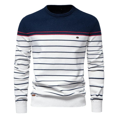 Adventurous Striped Crew Neck Sweater For Men | Almeric