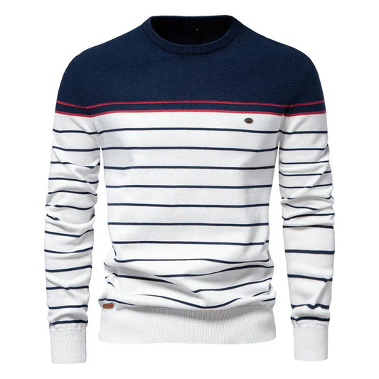 Adventurous Striped Crew Neck Sweater For Men | Almeric