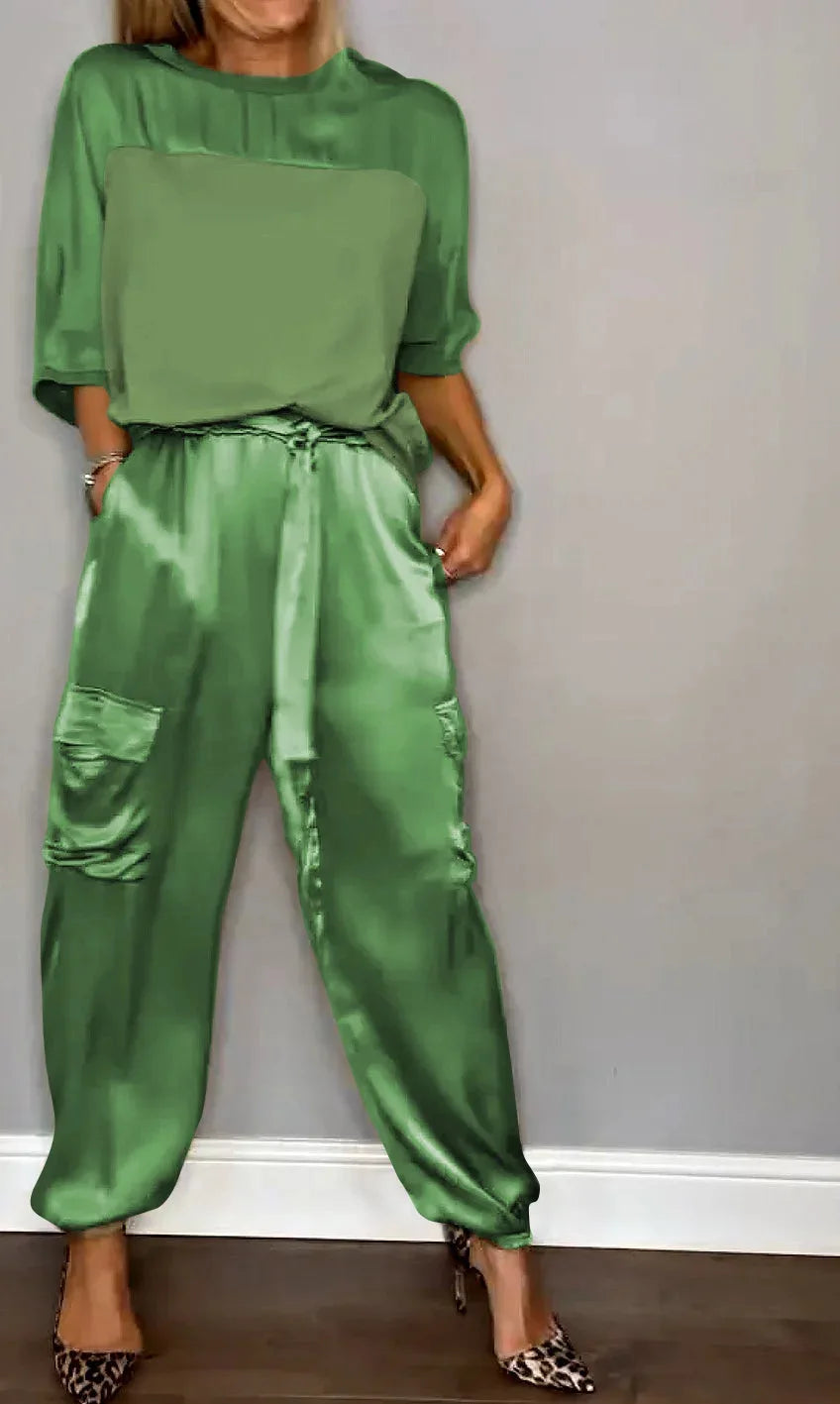 Raw Satin flow two-piece set for women | Grace
