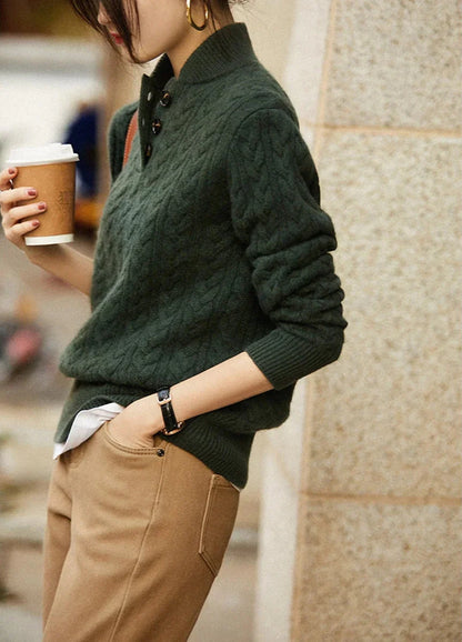 Noon Cable Detail Half Button Sweater For Women | Isabelle