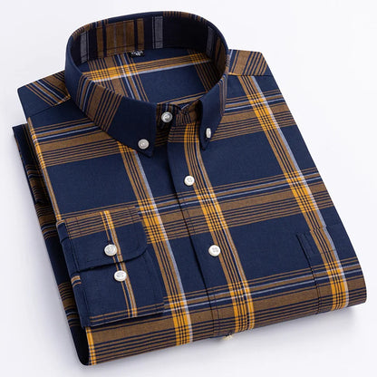 Lustrous Classic Check Button Down Shirt For Men | Cedric