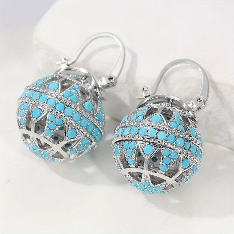 Conscious Globe drop earrings with filigree-inspired detail for women | Elowyn
