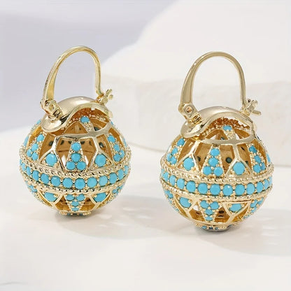 Conscious Globe drop earrings with filigree-inspired detail for women | Elowyn