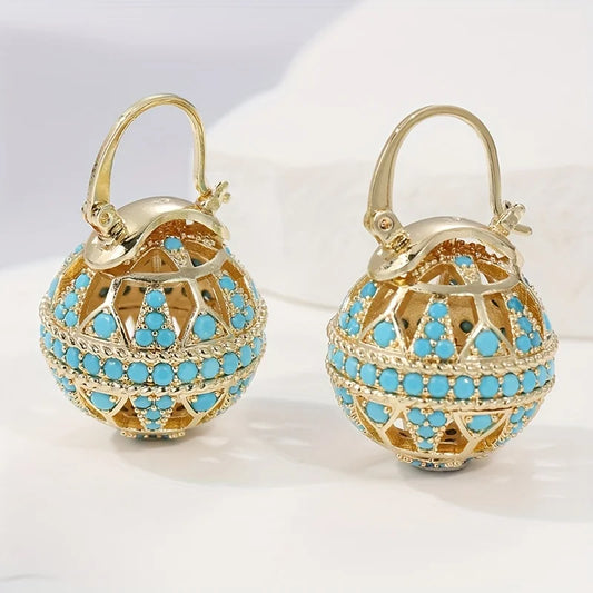 Conscious Globe drop earrings with filigree-inspired detail for women | Elowyn