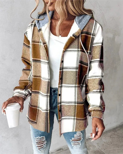 Real Plaid Hooded Coat for Women | Brielle