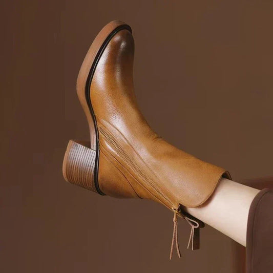 Herringbone Block Heel Ankle Boots for Women | Mirella