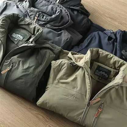 Suede Padded Hooded Coat For Men | Everett