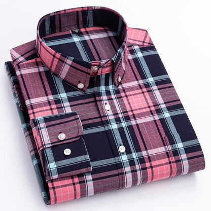 Lustrous Classic Check Button Down Shirt For Men | Cedric