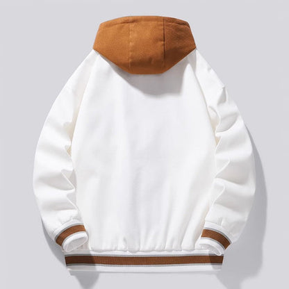 Etched Hooded Varsity Style Jacket for Men | Beckford