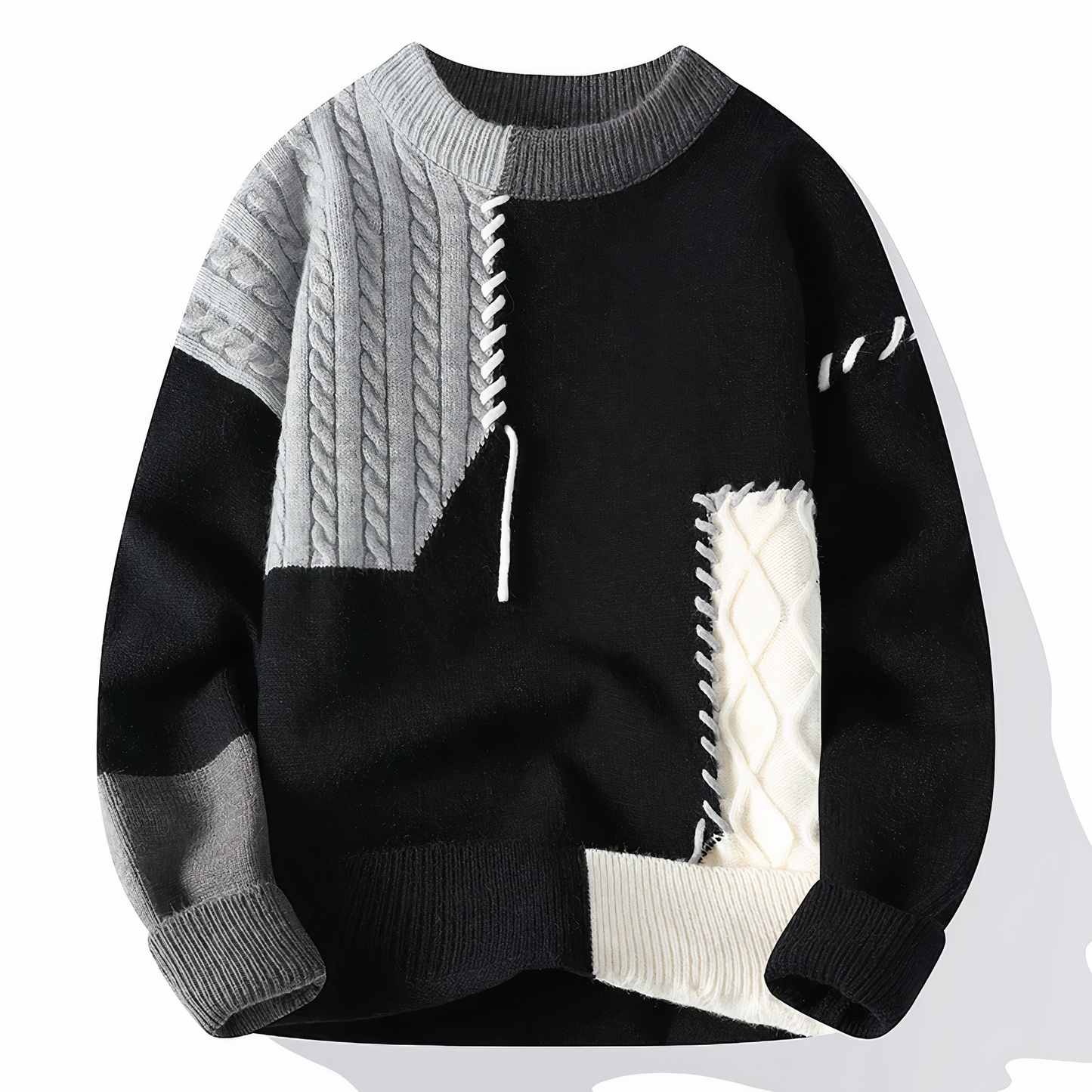 Belgravia Knitted sweater with patchwork pattern for men | Jasper