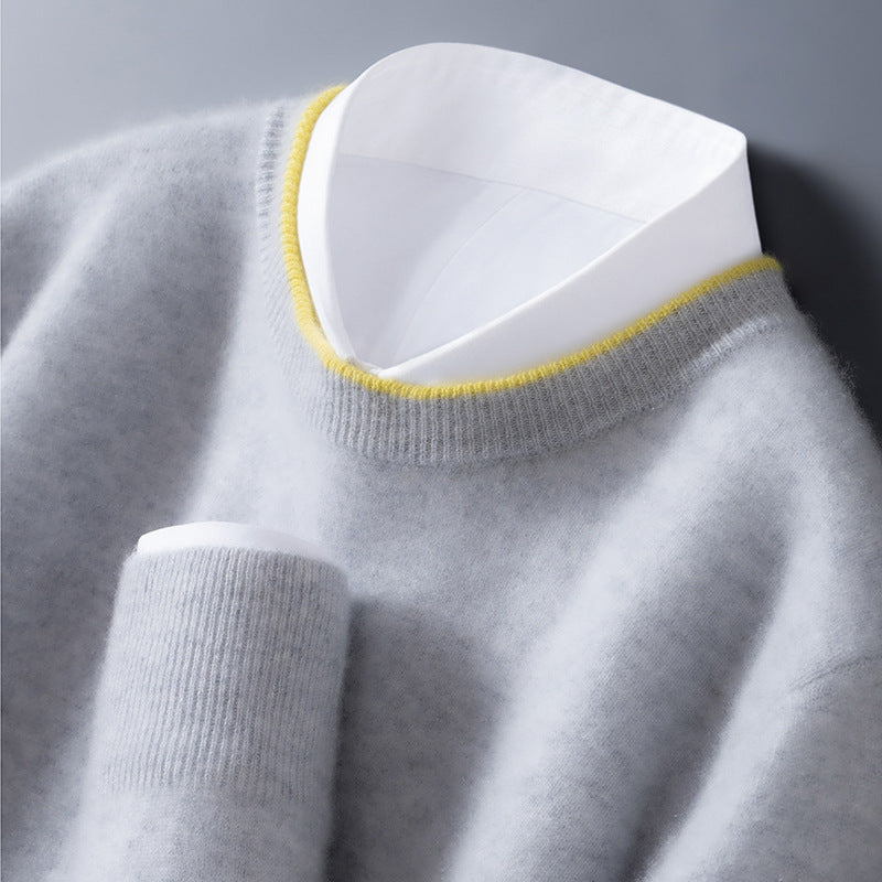 True Contrast Trim Crew Neck Sweater for Men | Hartley