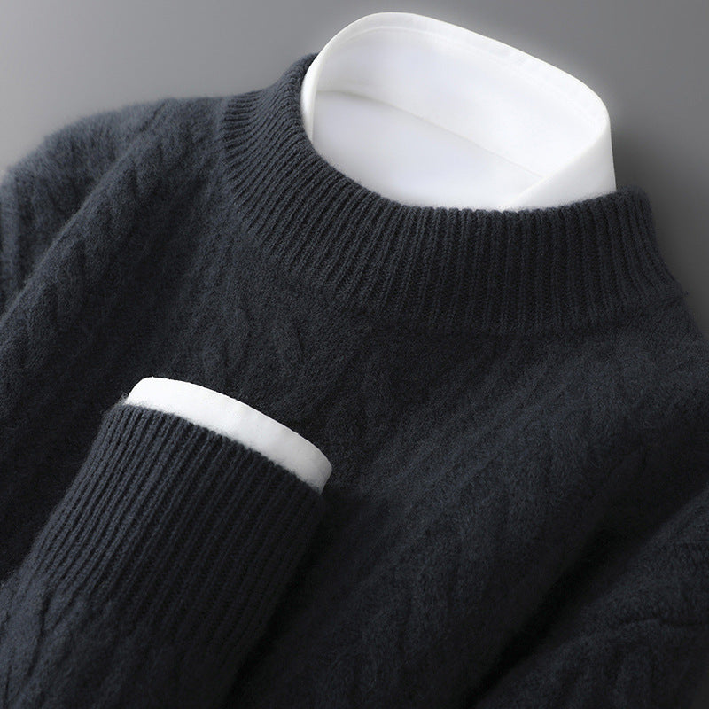Violet Cable Knit Crew Neck Sweater for Men | Evander