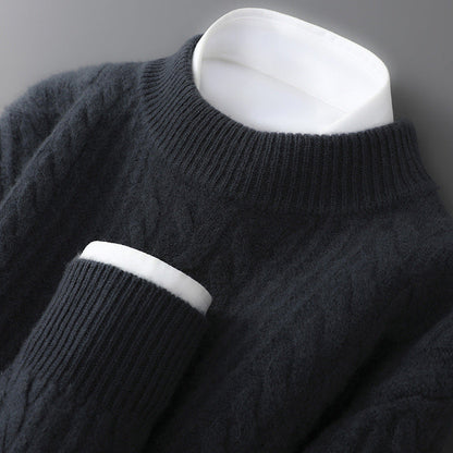 Violet Cable Knit Crew Neck Sweater for Men | Evander