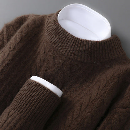 Violet Cable Knit Crew Neck Sweater for Men | Evander