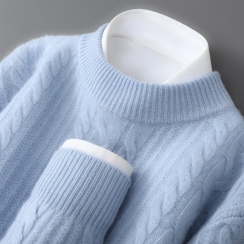 Violet Cable Knit Crew Neck Sweater for Men | Evander