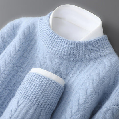 Violet Cable Knit Crew Neck Sweater for Men | Evander
