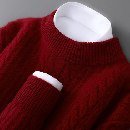 Violet Cable Knit Crew Neck Sweater for Men | Evander