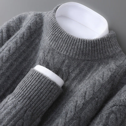 Violet Cable Knit Crew Neck Sweater for Men | Evander