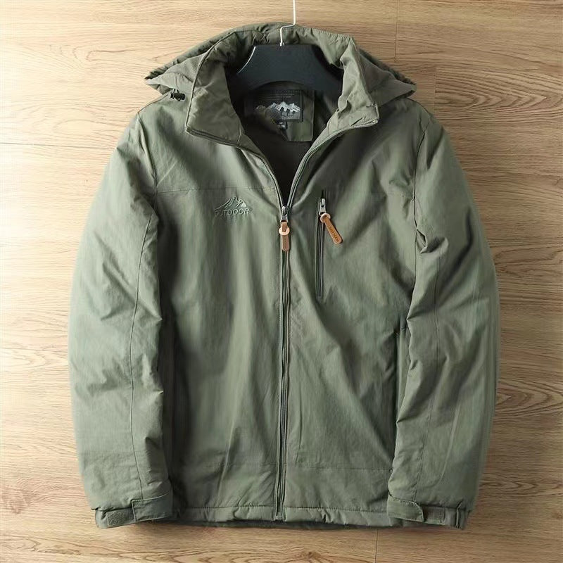 Suede Padded Hooded Coat For Men | Everett