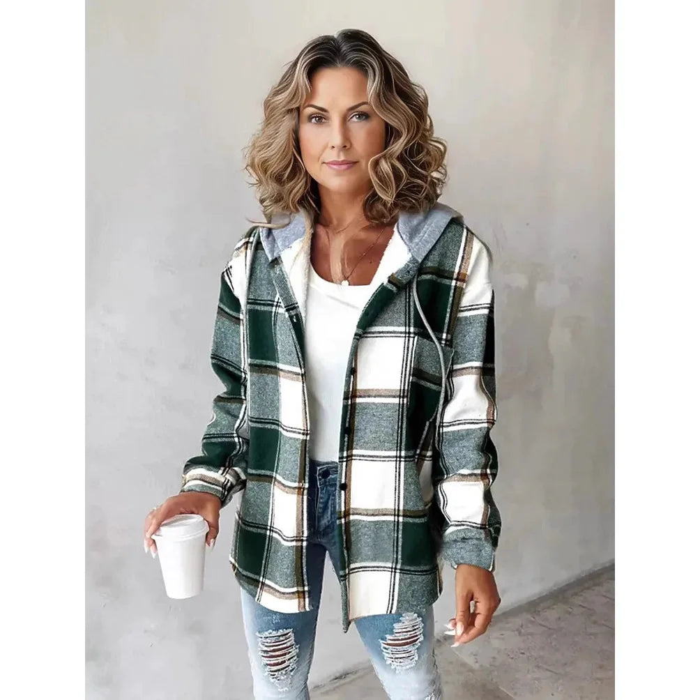 Real Plaid Hooded Coat for Women | Brielle