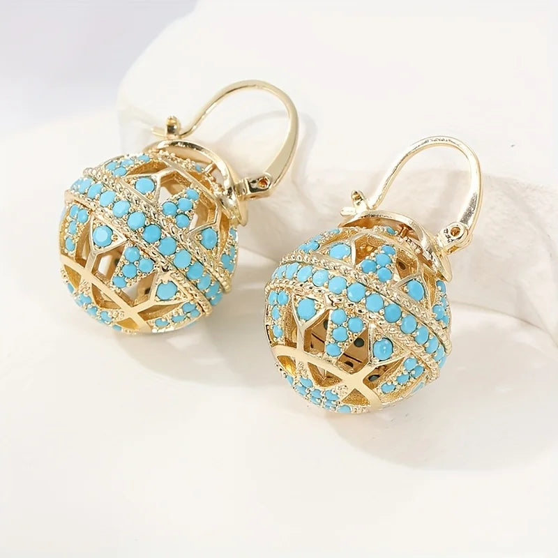 Conscious Globe drop earrings with filigree-inspired detail for women | Elowyn
