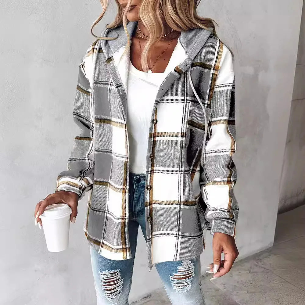 Real Plaid Hooded Coat for Women | Brielle