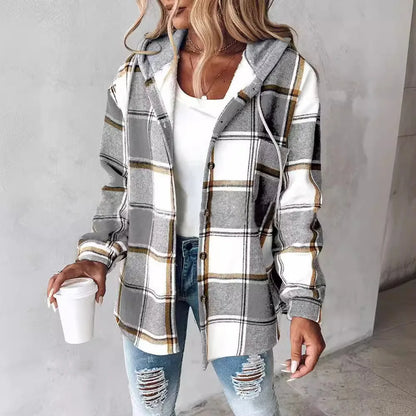 Real Plaid Hooded Coat for Women | Brielle