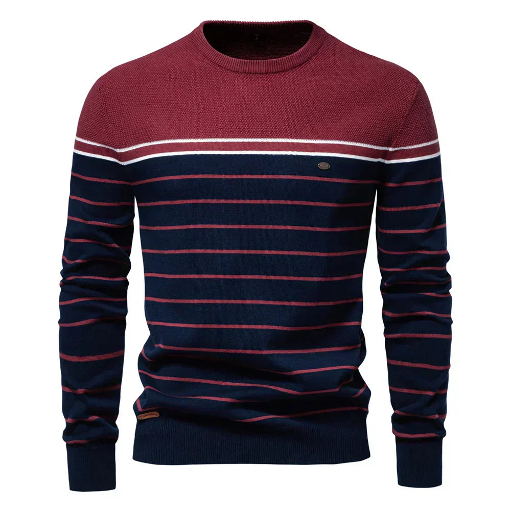Adventurous Striped Crew Neck Sweater For Men | Almeric
