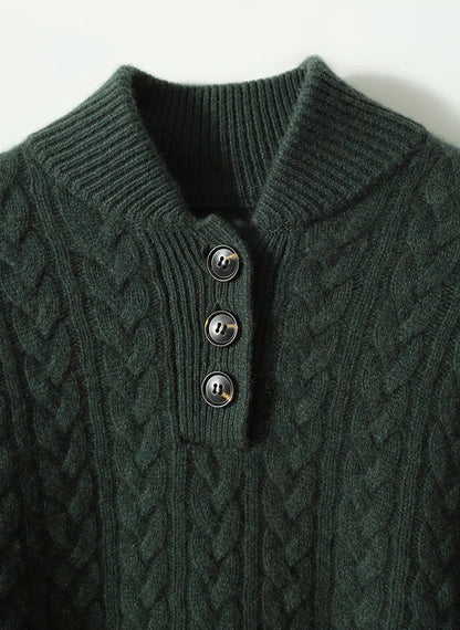 Noon Cable Detail Half Button Sweater For Women | Isabelle