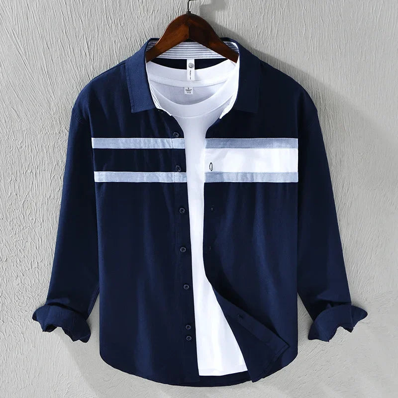 Dawn Contrast Panel Stripe Shirt For Men | Nathan