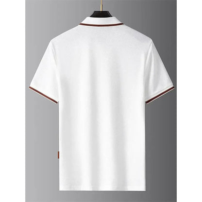 Ivory Textured Trim Polo Shirt for Men | Alvaro