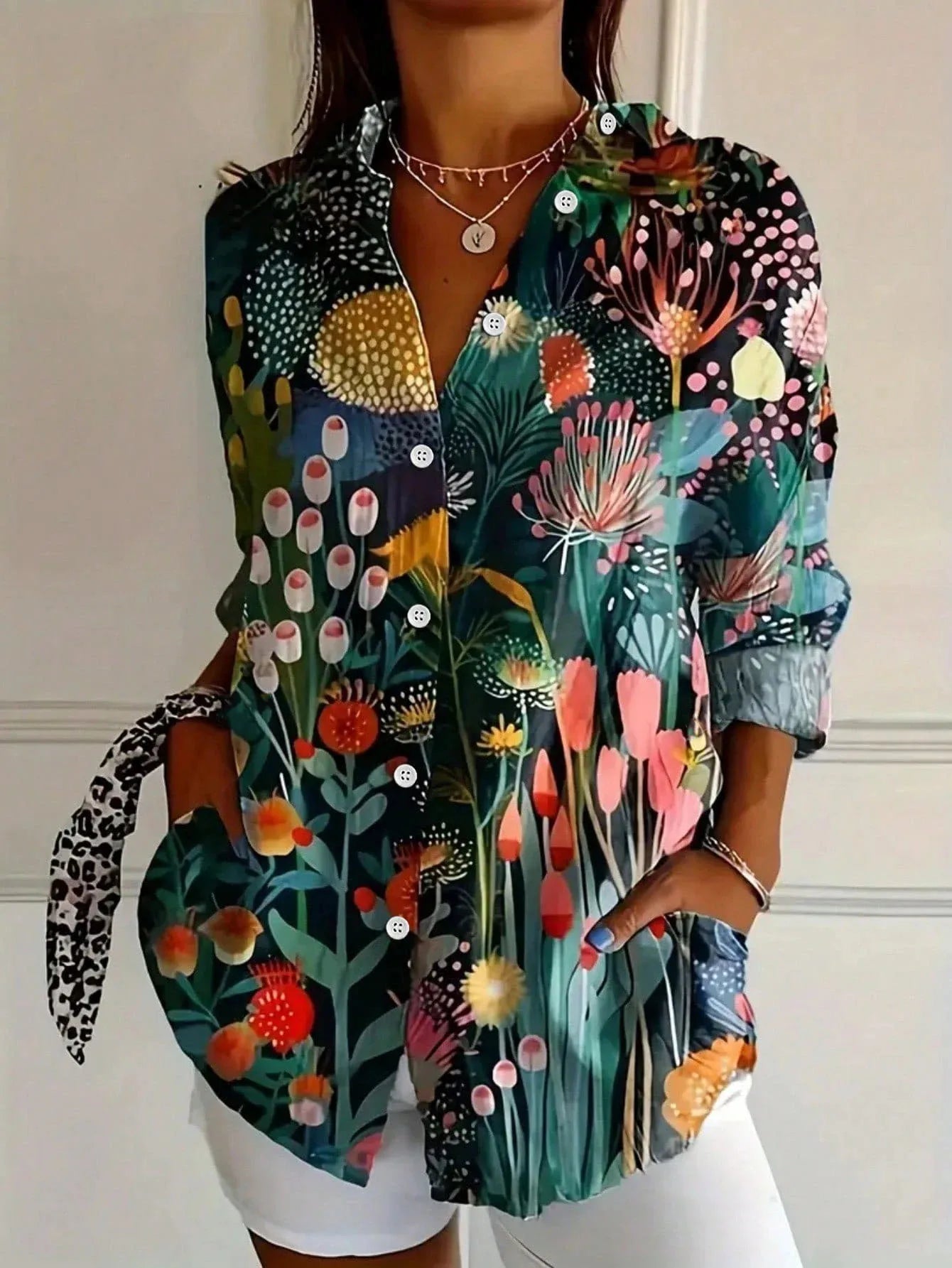 Quilted Colourful Pattern Blouse For Women | Mireya